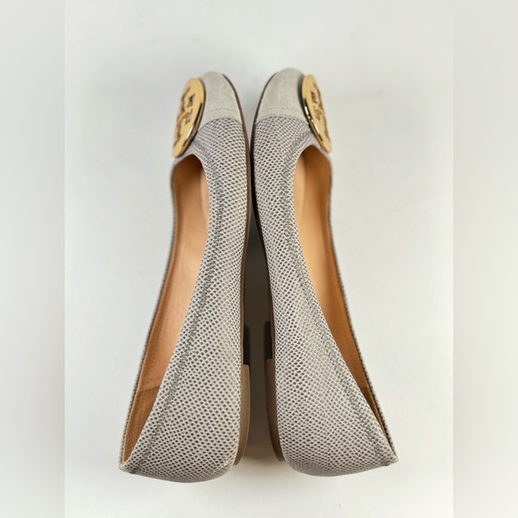 Tory Burch Ballet Flats Gray Serena 2 Montilla Snakeskin Slip On Sandals 8.5 M - Picture 12 of 12